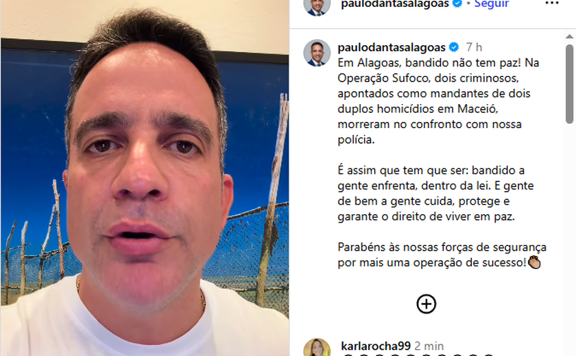 “Bandidos aqui não se criam”, diz Paulo Dantas após operação que terminou com dois mortos em Alagoas