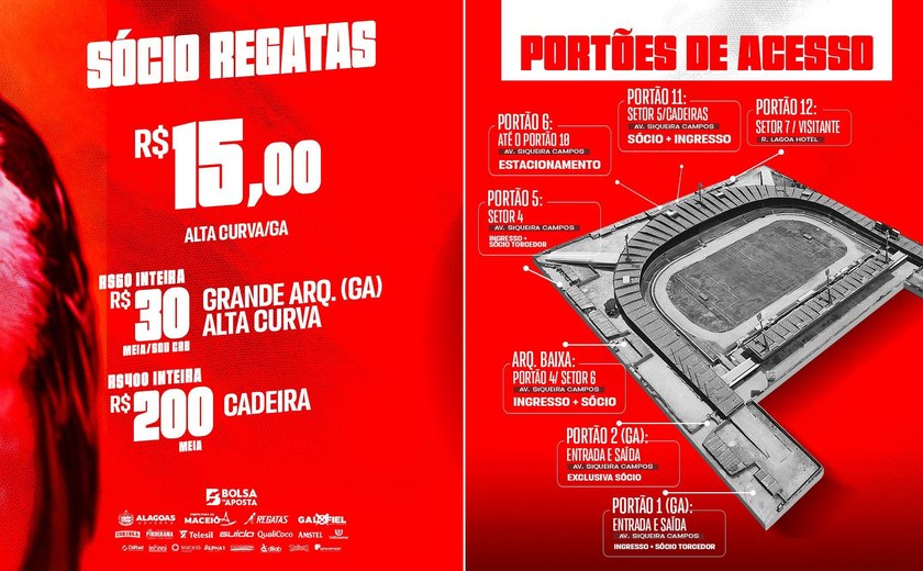 CRB inicia venda de ingressos para decisão contra o Fortaleza na Copa do Brasil