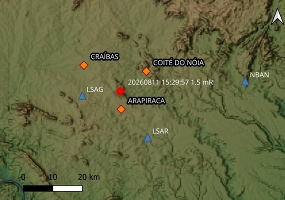 Arapiraca e Craíbas registram tremores de terra