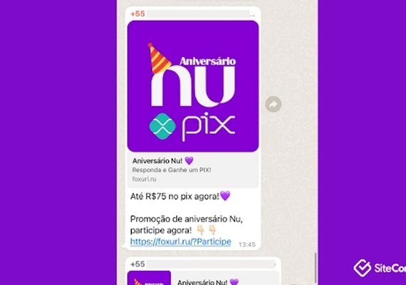 Promessa de pix da Nu Bank que circula no Whatsapp é golpe