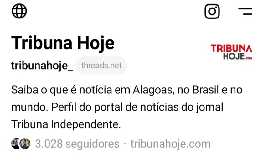 Perfil do Tribuna Hoje no Threads passa dos três mil seguidores em um mês