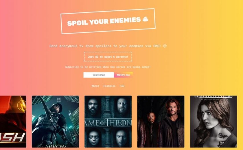 Serviço online cobra para contar final de séries a inimigos de usuários