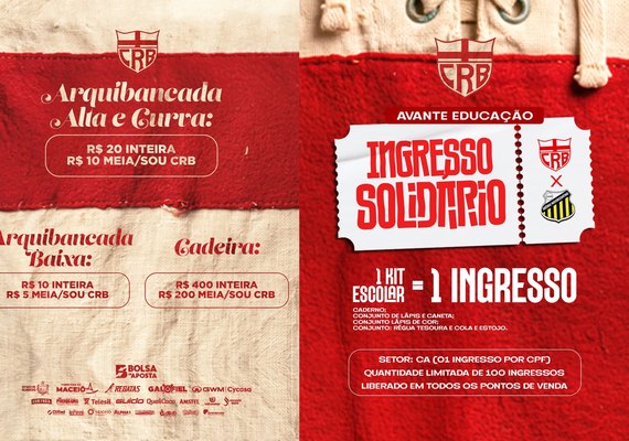 CRB inicia venda de ingressos para duelo contra o Novorizontino pela Série B