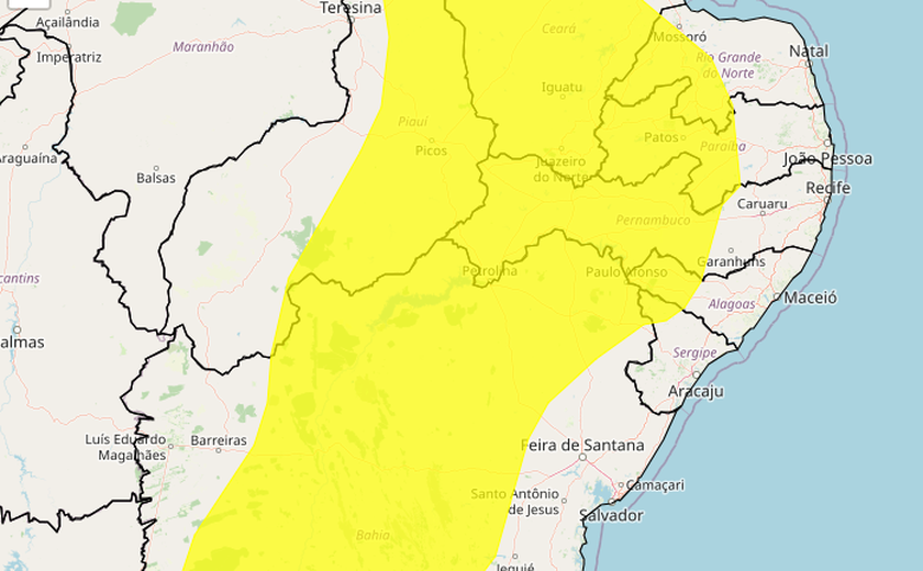 Inmet alerta para baixa umidade do ar em 26 cidades alagoanas