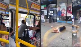 Mulher sem máscara cospe em passageiro e é arremessada de ônibus; veja o vídeo