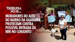 Moradores do alto do bairro da Guaxuma protestam contra possível entrada da BRK