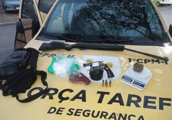 PM apreende armas de fogo e drogas durante abordagens em Boca da Mata e Arapiraca