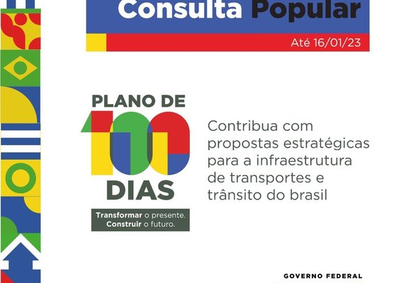 Consulta popular vai recolher sugestões para o plano de 100 dias em rodovias e ferrovias