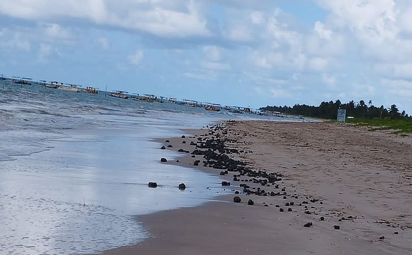 Novas manchas de óleo aparecem em diferentes pontos do litoral alagoano