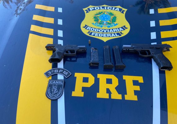 Operação conjunta com o Canil da PM Arapiraca prendem dois homens por porte ilegal de arma