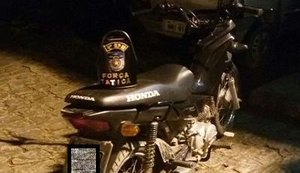 Forças Táticas recuperam motocicleta roubada no Tabuleiro do Martins