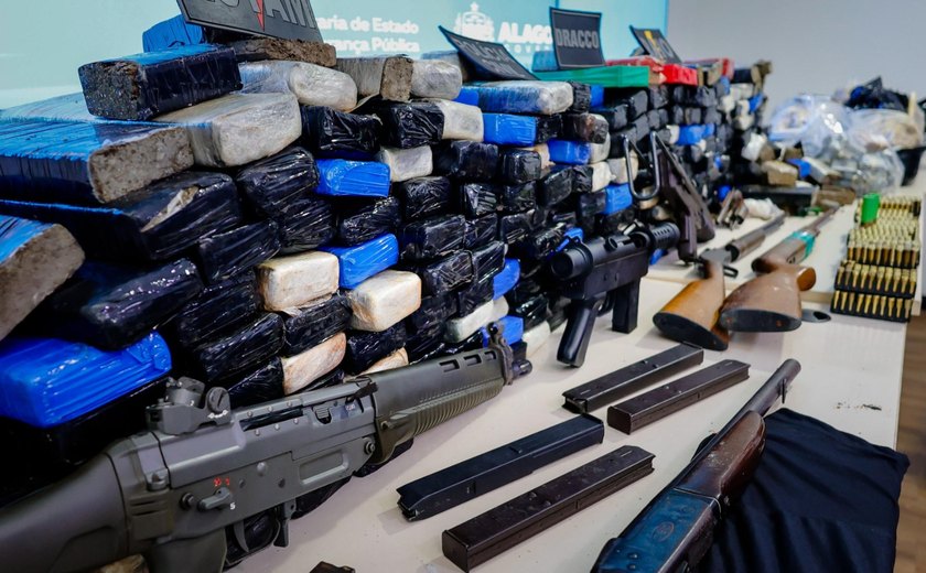 Alagoas apreende mais de 2,8 toneladas de drogas e 1.655 armas em 2025