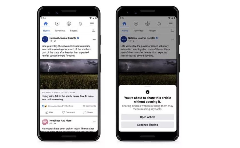 Facebook começa a mostrar aviso para quem compartilhar notícias sem abrir link antes