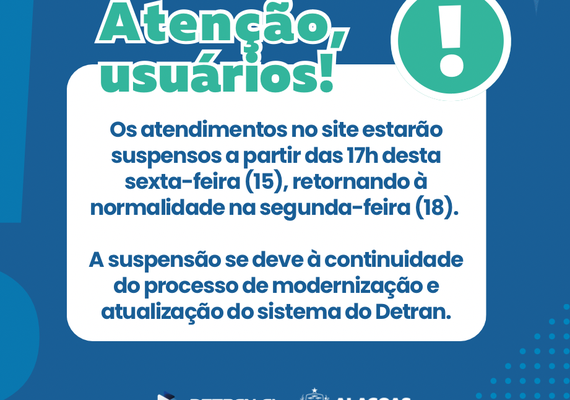 Atendimento no site do Detran será suspenso nesta sexta-feira (15)