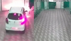 Carro cai no fosso de elevador em prédio residencial