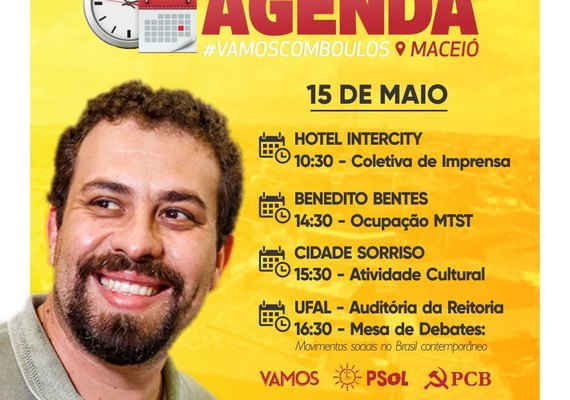 Guilherme Boulos cumpre agenda em Maceió nesta terça-feira (15)
