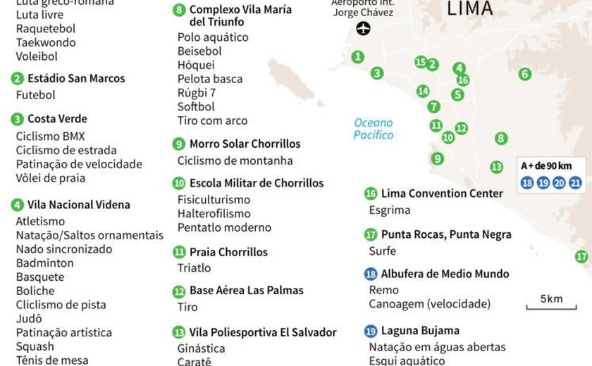 Pan-Americano de Lima terá 61 modalidades e quase 7 mil atletas