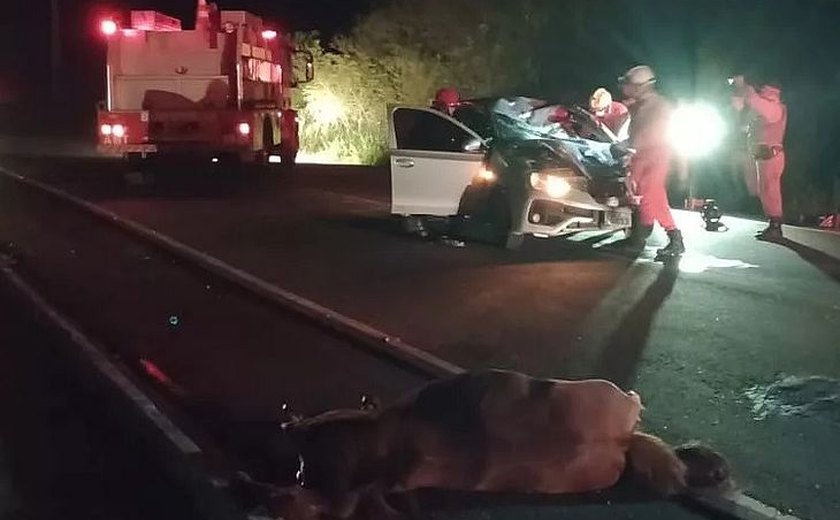 Padre fica ferido após carro colidir em cavalo no Sertão de Alagoas