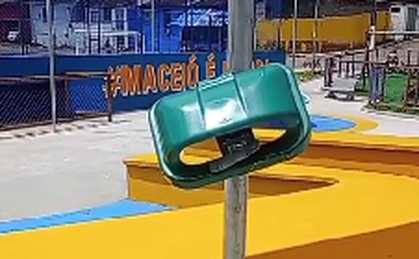 Alurb registra furto de lixeira na Praça do Carminha, no Benedito Bentes