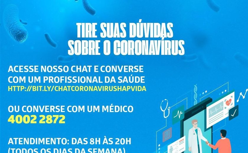 Hapvida amplia serviços de chat e telefônico para dúvidas sobre coronavírus