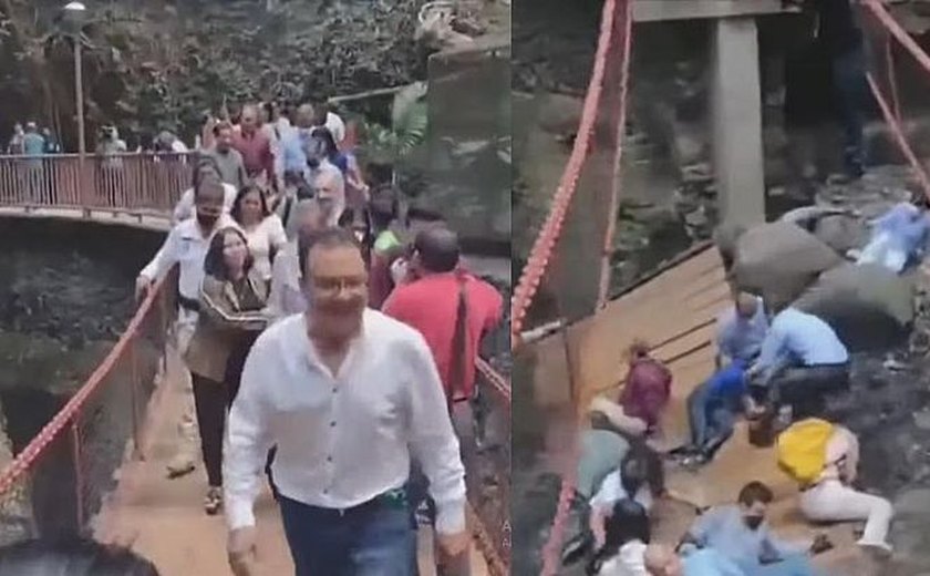 Ponte despenca durante reinauguração com autoridades no México