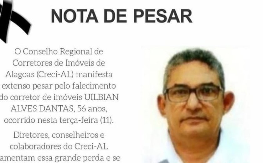 Morre o corretor de imóveis Uilbian Alves aos 56 anos