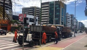 Equipes de manutenção de vias trabalham nas partes alta e baixa de Maceió