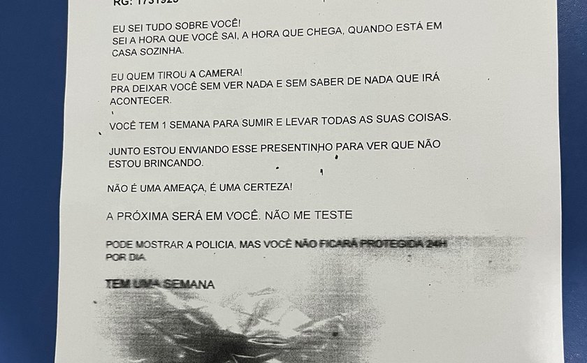 Suspeito de ameaçar mulher com bilhete é identificado em Maceió