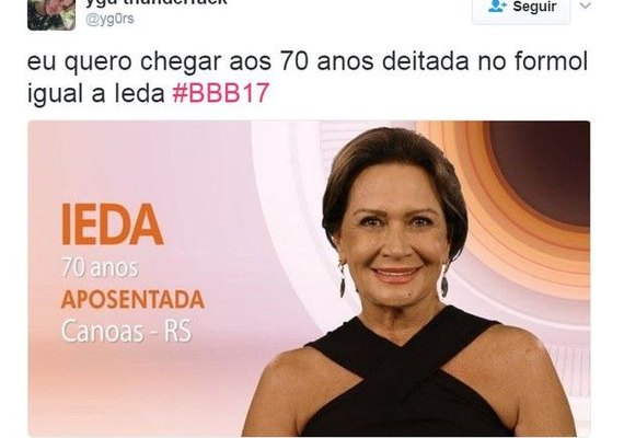 'BBB 17': aos 70 anos, beleza de Ieda impressiona telespectadores