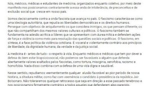 Médicos repudiam ideais fascistas