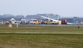 Trem de pouso de avião cai durante aterrissagem em aeroporto da Holanda