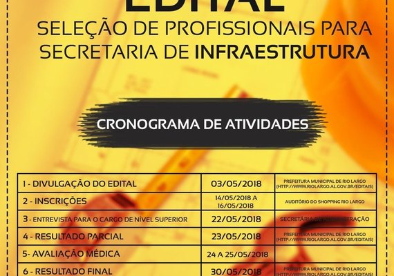 Edital da Prefeitura de Rio Largo tem vagas para níveis fundamental, médio e superior