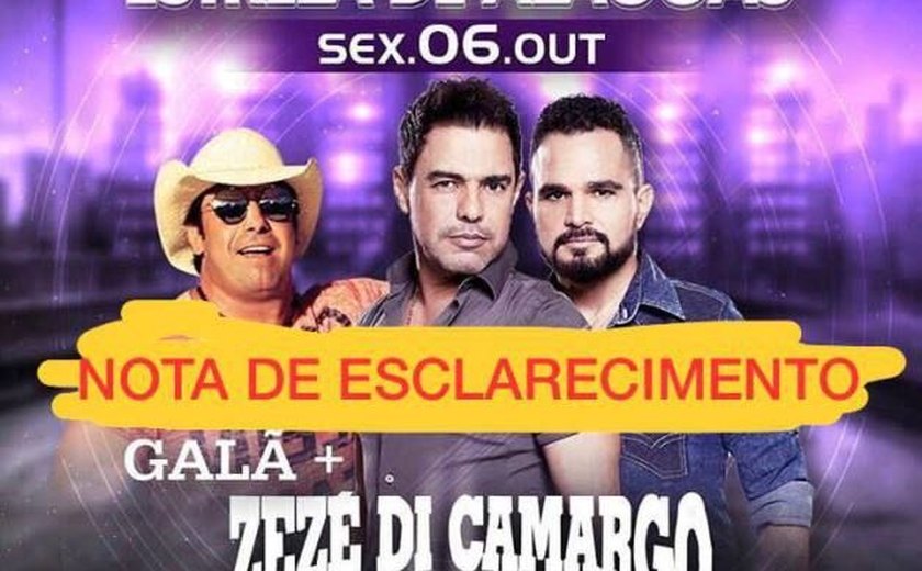 MPE/AL suspende show de Zezé Di Camargo e Luciano em cidade sertaneja