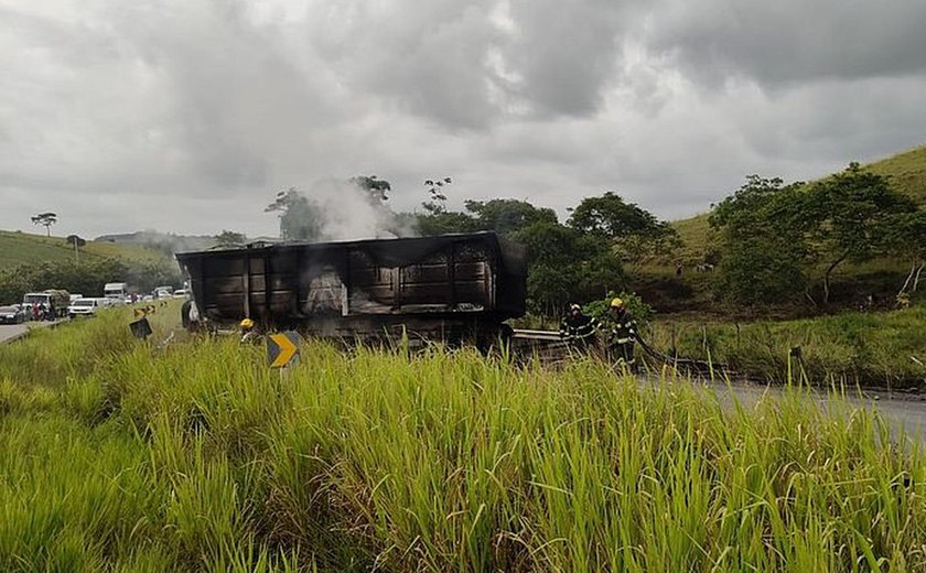 Trecho da BR-101 em Flexeiras é liberado após remoção de carreta que tombou no local