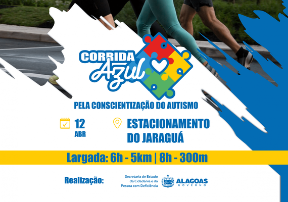 Governo de Alagoas promove a 1ª Corrida Azul pela conscientização do autismo neste sábado