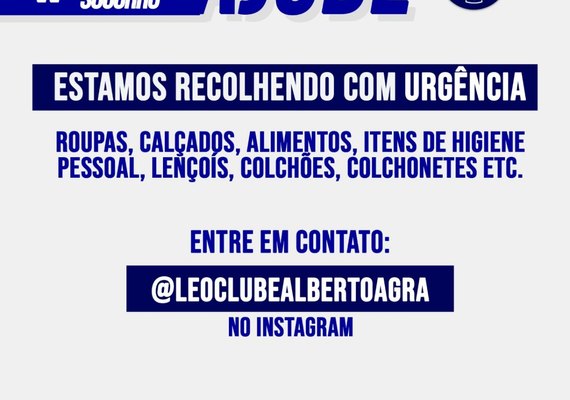 Clube de serviço humanitário recolhe doações para vítimas das chuvas