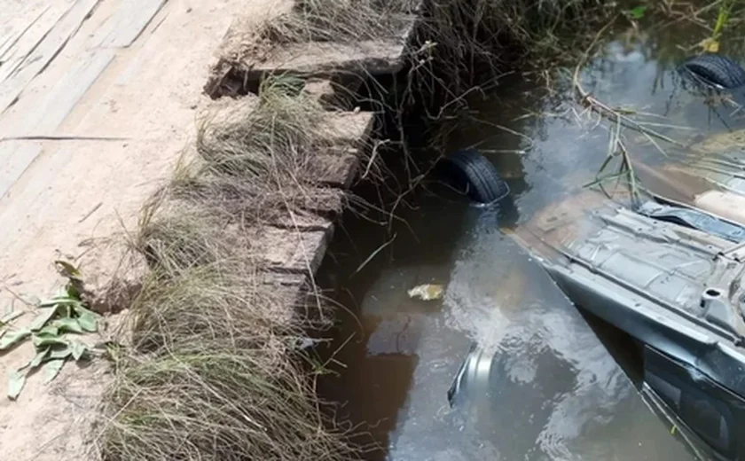 Carro cai em rio e mulher morre afogada em Maragogi, Litoral Norte de Alagoas