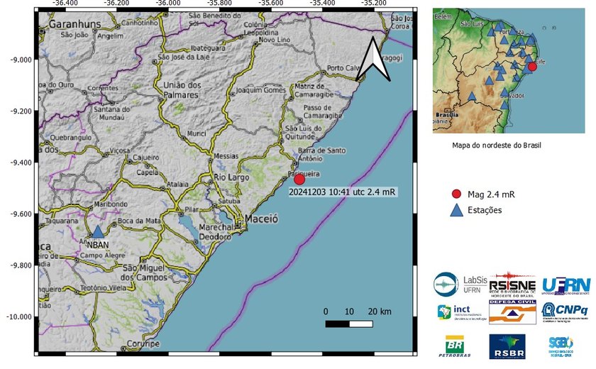 Paripueira registra o maior tremor de terra dos últimos dois anos em AL