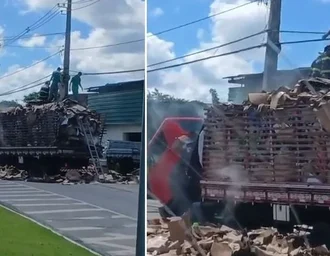 Caminhão pega fogo parcialmente em Maceió; trânsito é afetado