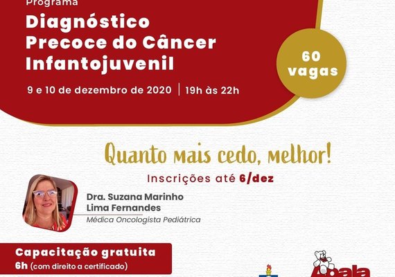 APALA oferta capacitação sobre Diagnóstico Precoce do Câncer Infantojuvenil