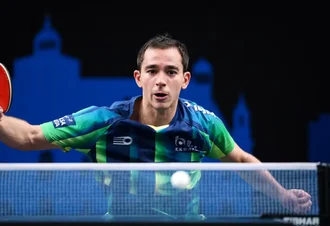 Hugo Calderano é eliminado por Lebrun na estreia de simples do WTT Finals