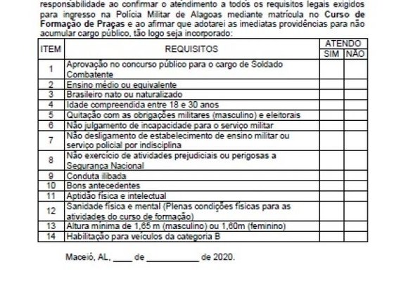 PM convoca candidatos do concurso de 2006 para Curso de Formação de Praças