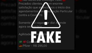 É falso que hospital privado de Maceió venda doses de vacinas contra a Covid-19