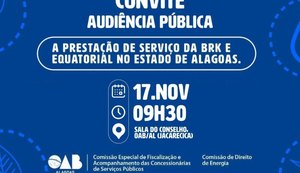OAB/AL vai realizar audiência pública para discutir serviços ofertados pela BRK e Equatorial