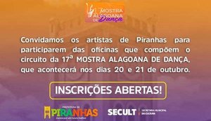 Piranhas recebe inscrições para oficinas que compõem a 17ª Mostra Alagoana de Dança
