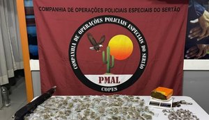 Polícia Militar apreende duas armas de fogo e 370 papelotes de maconha em Água Branca
