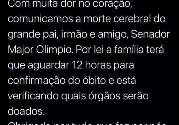 Senador Major Olímpio tem morte cerebral após ser diagnosticado com Covid-19