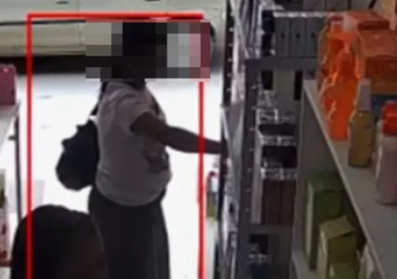 Câmera registra furto em loja de produtos de beleza de Arapiraca