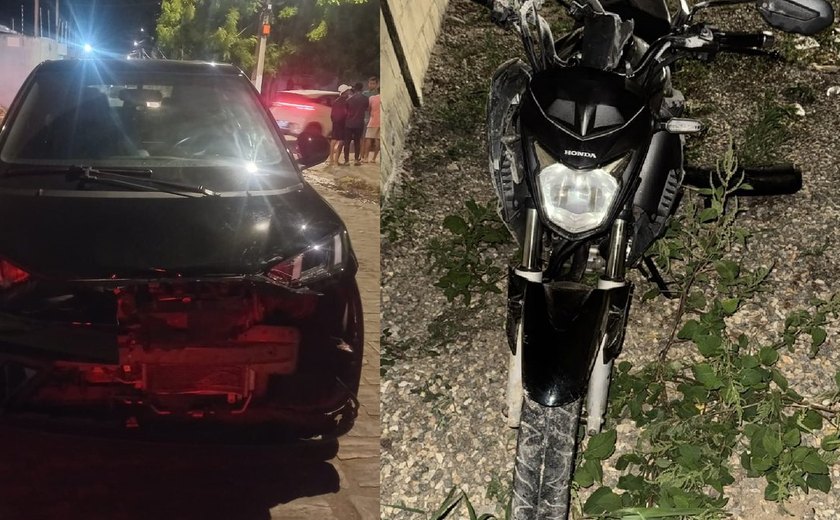 Acidente entre carro e moto deixa adolescente inabilitado ferido em Arapiraca
