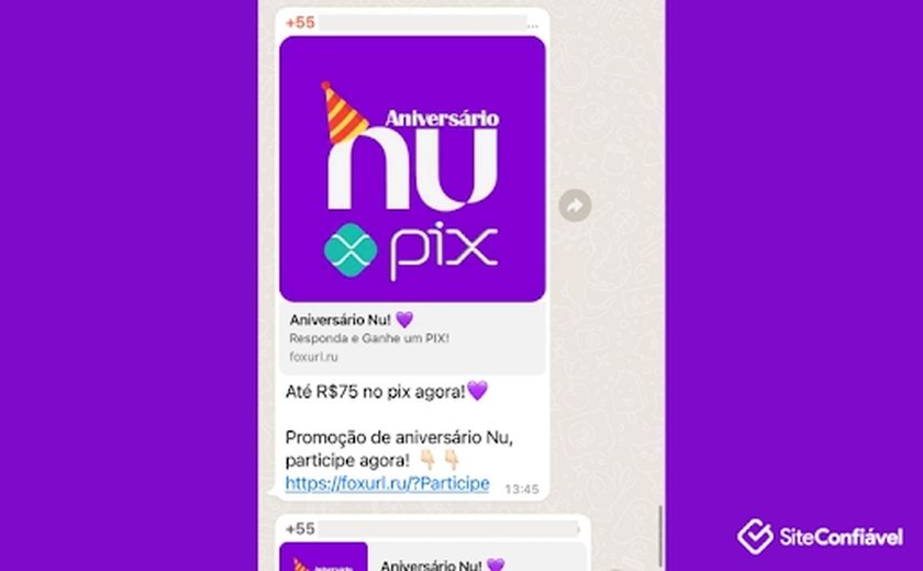 Promessa de pix da Nu Bank que circula no Whatsapp é golpe